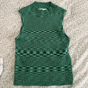 John + Jenn Green Patterned Tank Top